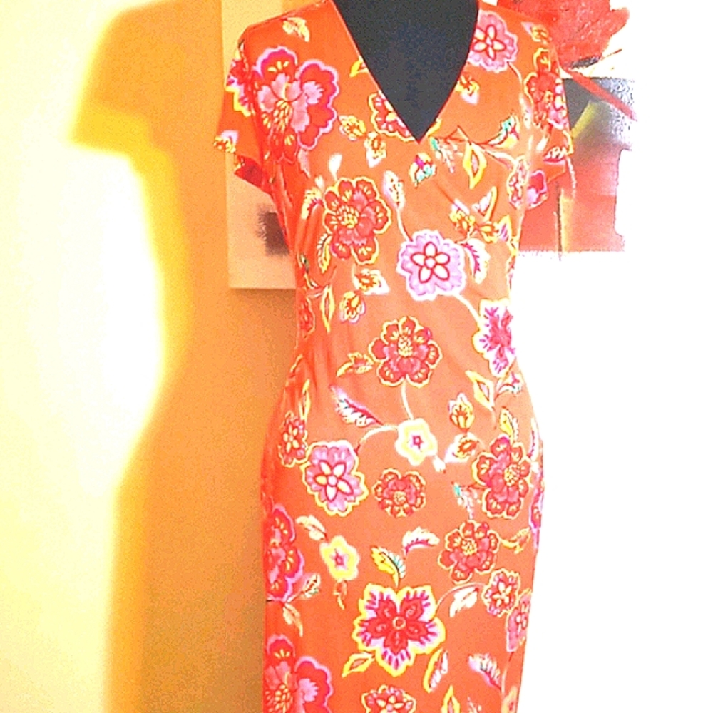 Jones NY Signature orange floral dress